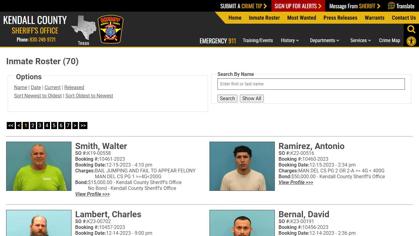 Inmate Roster - Current Inmates Booking Date Descending - Kendall ...